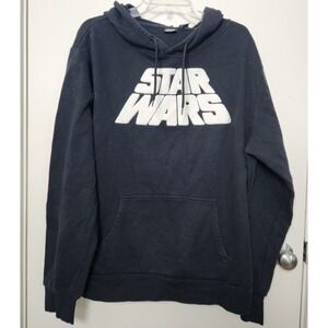 Star Wars Black Graphic Hoodie Sweatshirt Pullover Unisex Vintage Large Textured
